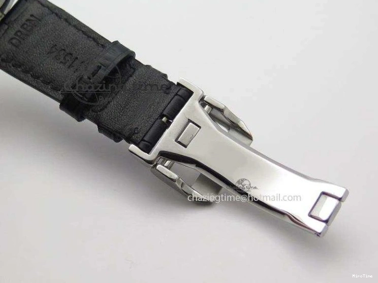 MIROTIME 0204 Portuguese Tourbillon Power Reserve Moonphase SS Black Dial Gold Numbers On Black Leather Strap RelaxedFit 7320